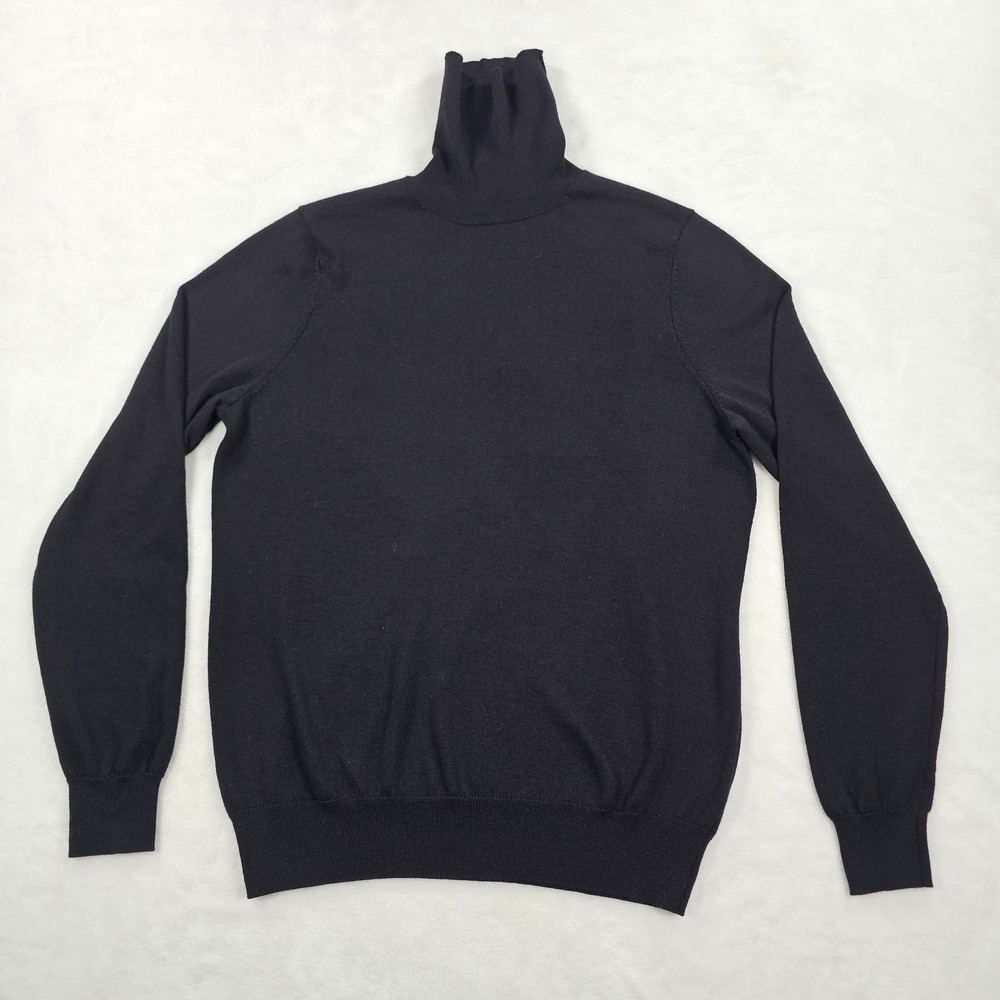 Joseph Abboud Mens Black Merino Wool Blend Turtleneck Sweater Modern Fit Medium
